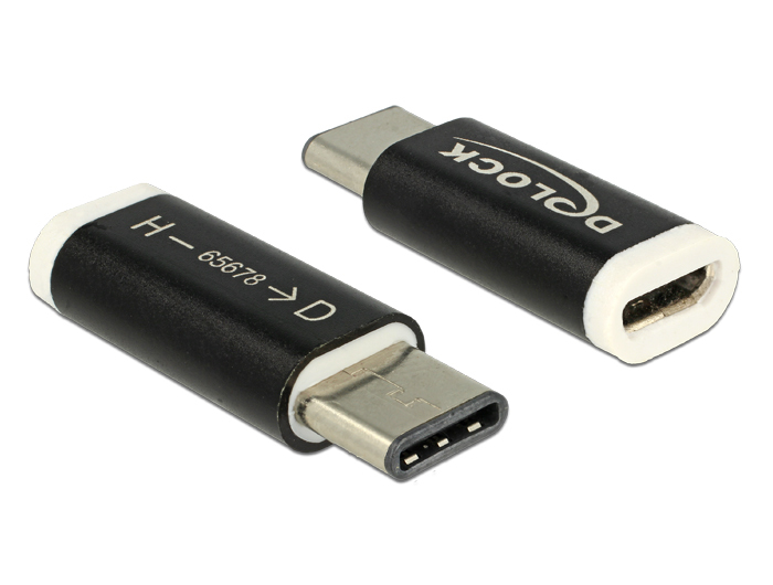 Delock Adaptateur USB 2.0 - USB-C mâle vers USB 2.0 femelle Micro-B - 0 m