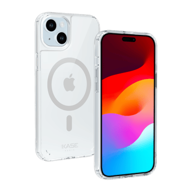 Coque antibactérienne antichoc magnétique invisible pour Apple iPhone 15 Plus, Transparente