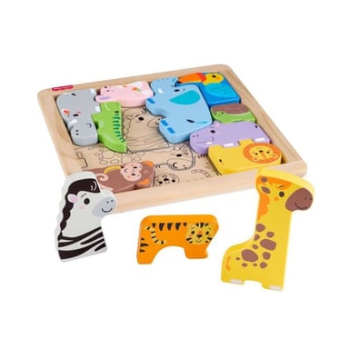 Fisher-Price - Puzzle de madera de animales - Clasificador de formas con 13 piezas - Fisher-Price - JFG10