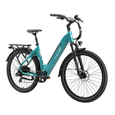 Bicicleta eléctrica urbana TTGO C5, batería extraíble de 648 Wh, neumáticos CST de 27,5'' - Verde