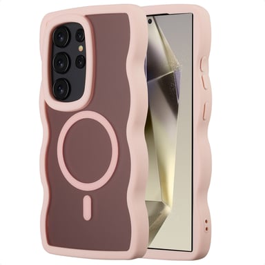 Selencia Coque arrière Wavy avec MagSafe pour Samsung Galaxy S24 Ultra - Soft Pink