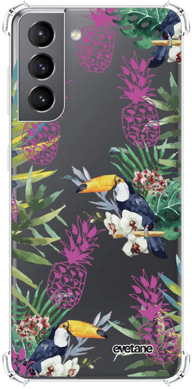 Evetane Coque Samsung Galaxy S21 5G anti-choc souple angles renforcés transparente Motif Jungle Trop