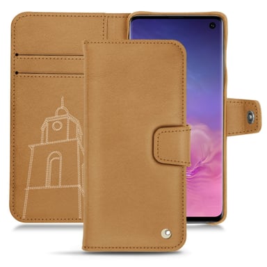 Housse cuir Samsung Galaxy S10 -  - Marron - Cuir lisse premium