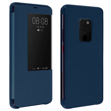 Housse pour Huawei Mate 20 Étui Grande Fenêtre Translucide Coque Rigide Bleu nuit