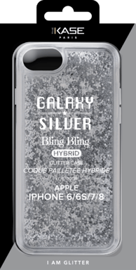 Custodia ibrida Bling Bling Glitter per Apple iPhone 6/6S/7/8/SE 2020, Silver Galaxy