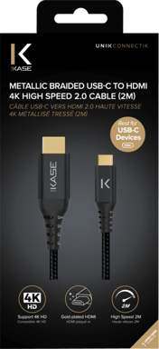 Câble USB-C vers HDMI 2.0 haute vitesse 4K métallisé tressé (2M)
