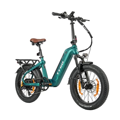 Bicicleta eléctrica TTGO F8 de fibra de carbono, batería oculta de 48 V y 18 Ah - Verde