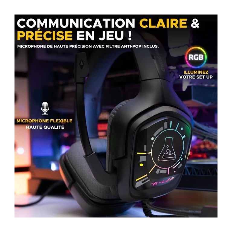 Casque Gamer Filaire The G-Lab KORP Cobalt 7.1 EX – Son Surround 7.1, RGB - vue 4