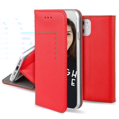 JAYM - Funda Folio Roja para Samsung Galaxy A13 4G - Cierre magnético - Función soporte de cine - Almacenamiento de tarjetas incluido