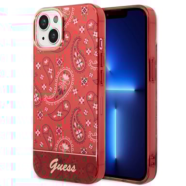 Custodia Guess per iPhone 14 6,1'' rosso Bandana Paisley