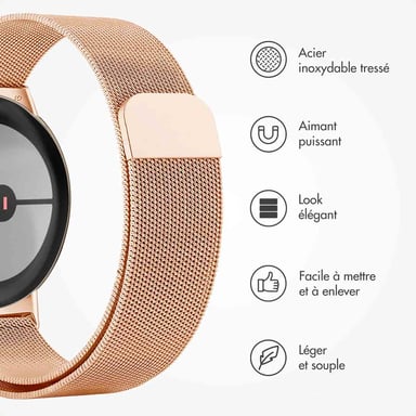 imoshion Bracelet magnétique milanais pour Google Pixel Watch / Watch 2 / Watch 3 / Watch 4 (41 mm) - Rose Doré
