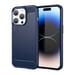 Funda para Apple iPhone 14 PRO MAX en BRUSHED BLUE Cubierta protectora Funda de silicona TPU flexible, aspecto de acero inoxidable y fibra de carbono