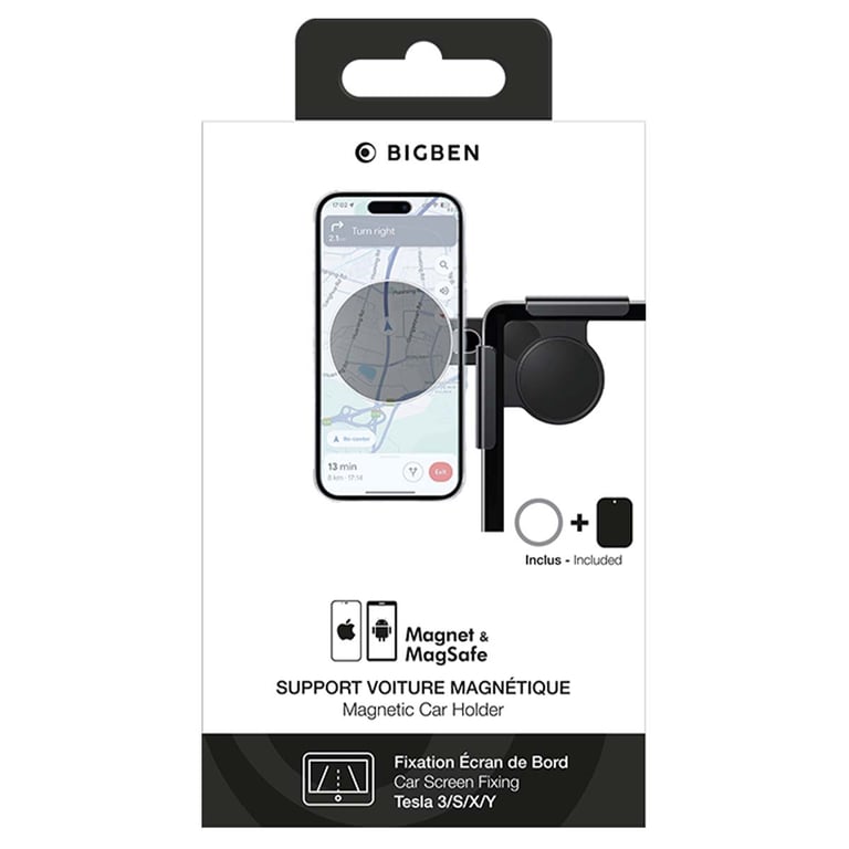 Support Voiture Ecran Tesla MagSafe Maintien magnétique Bigben Neuf - vue 3