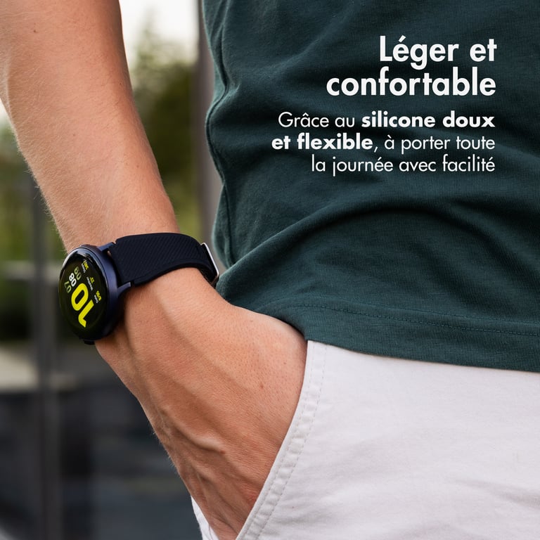 imoshion Bracelet en silicone flexible - Connexion universelle 22 mm - Noir - Neuf