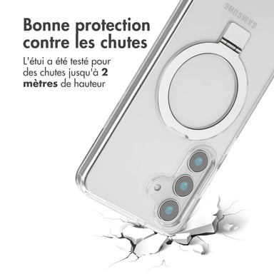 Accezz Coque Ring Stand avec MagSafe pour Samsung Galaxy S25 - Transparent