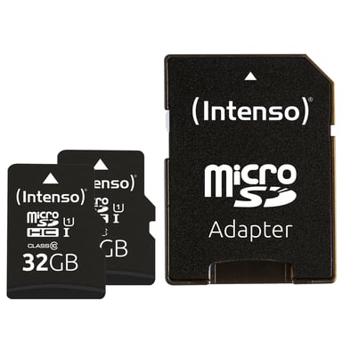 Intenso Doppelpack microSDHC 32GB UHS-I Premium inkl. SD-Adapter - High Capacity SD (MicroSDHC) Clase 10