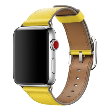 Bracelet Leather Band Classic Buckle pour Apple Watch Series 1 t/m 9 / SE (38/40/41 mm) | Series 10 / 11 (42 mm) - Spring Yellow