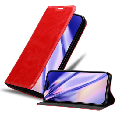 Coque pour Apple iPhone 14 PRO en ROUGE DE POMME Housse de protection Étui avec fermeture magnétique, fonction de support et compartiment pour carte