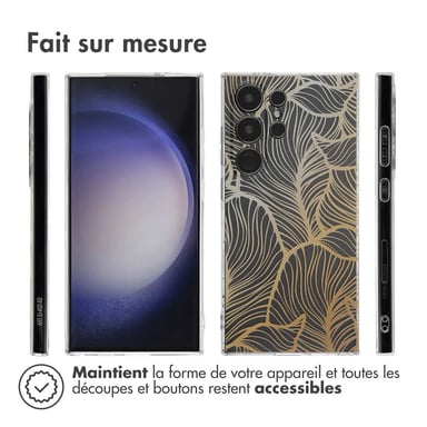 imoshion Coque Design pour Samsung Galaxy S24 Ultra - Golden Leaves Transparent