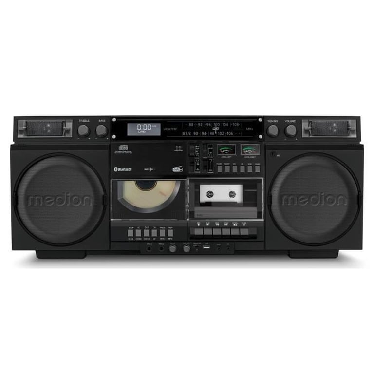 Ghetto Blaster MEDION P66538 – Vintage DAB+/CD/Cassette/USB/MP3 2x10W RMS - vue 7