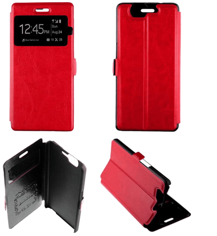 Etui Folio compatible Rouge Wiko Highway