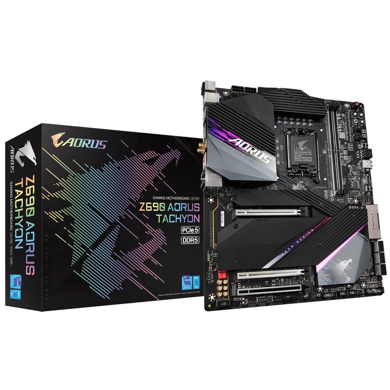 Gigabyte Z690 AORUS TACHYON 1.0 carte mère ATX étendu Socket LGA1700 Z690 Chipset USB C Gen 2x2 USB 3.2 Gen 2 USB 3.2 Gen 1 2.5 Gigabit LAN Wi Fi 6 Bluetooth carte graphique... - vue 7