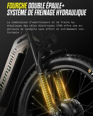 Vélo électrique S700 double moteur 2*1000 W, vitesse maximale 48 km/h, batterie SAMSUNG 48 V 17,5 Ah, pneus larges 26 x 3 pouces, vélo de montagne électrique pour hommes