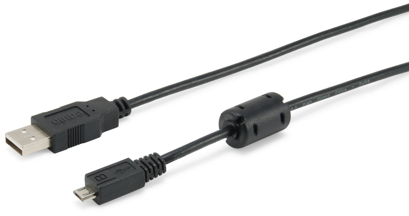 EQUIP  C&acirc;ble USB 2.0 A vers Micro B Noir 1,80 m