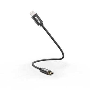 Câble de charge rapide/données, USB-C - Lightning, 0,2 m, noir