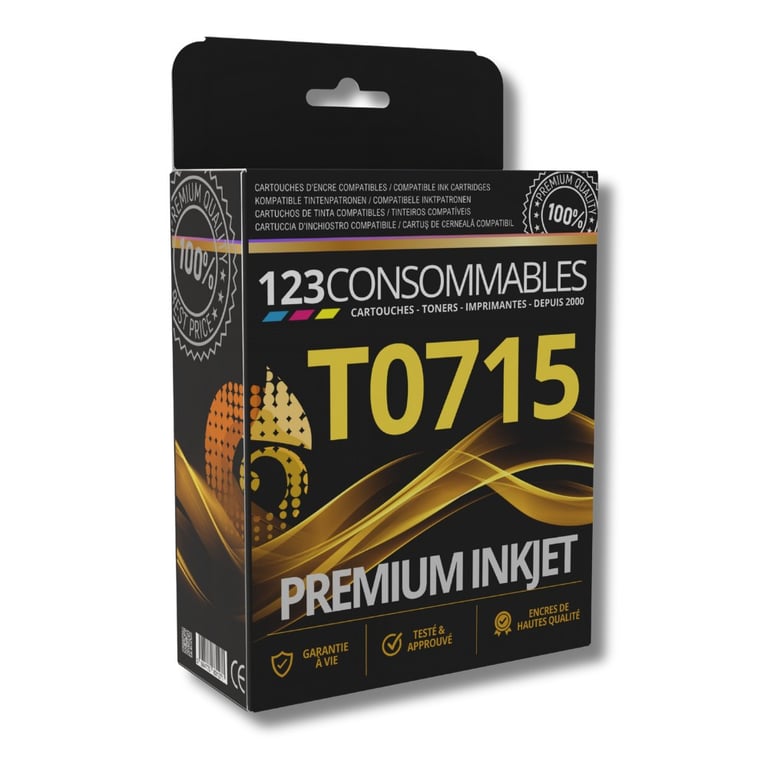 123CONSOMMABLES T0715 Pack pour Epson T0715 T0711 T0712 T713 T0714 Cartouches Compatible avec Epson Stylus SX218 SX400 SX510W SX515W DX7450 DX8450 8 / 4 Cyan / 4 / 4 Jaune Neuf - vue 5