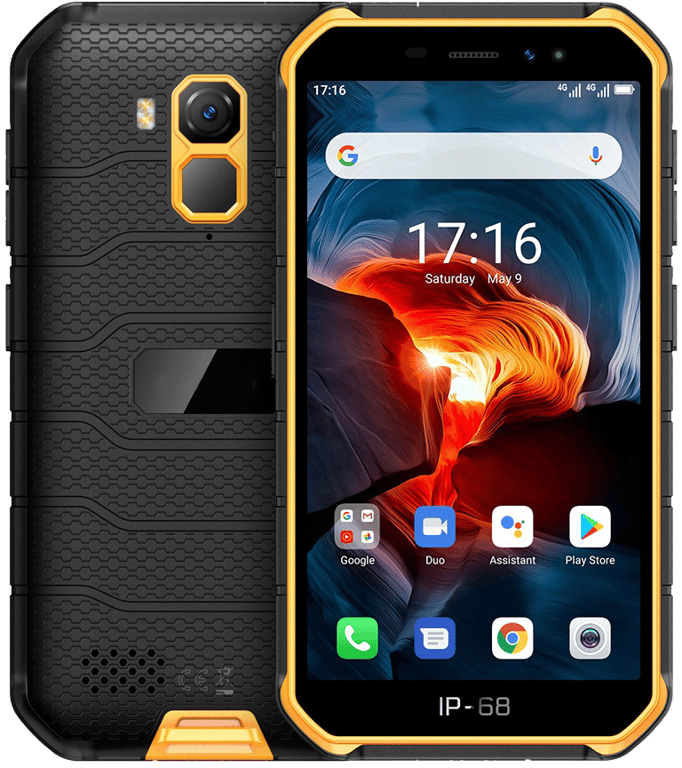 Smartphone Incassable Android 10 4G Dual SIM Téléphone Étanche 4+32Go Jaune YONIS