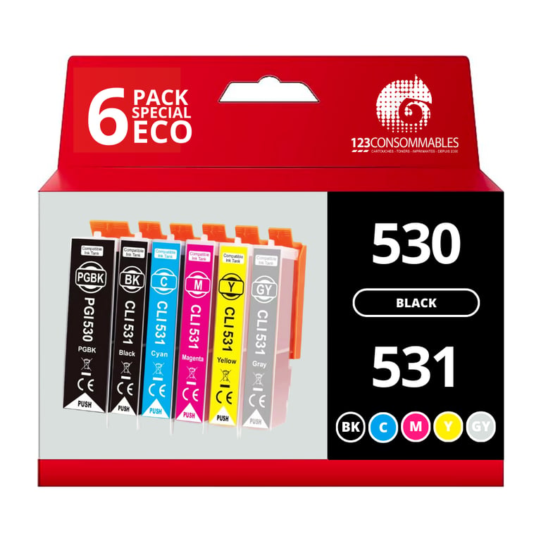 Pack compatible Canon PGI 530 CLI 531 6 cartouches Neuf