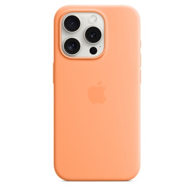 Coque en silicone avec MagSafe pour iPhone 15 Pro Sorbet à l orange