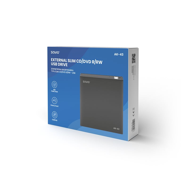 Savio AK 43 optical disc External Slim drive DVD±RRW CD±RRW lecteur de disques optiques DVD±RW Neuf - vue 3
