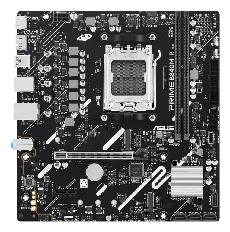 ASUS PRIME B840M R Carte mère micro ATX Socket AM5 AMD B840 Chipset USB 3.2 Gen 1 USB C 3.2 Gen 1 Gigabit LAN carte graphique embarquée unité centrale requise audio HD 8 canaux - vue 2