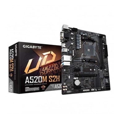 Scheda Madre GIGABYTE A520M S2H - Supporta i processori AMD Ryzen serie 5000 AM4, VRM digitale puro a 4+3 fasi, fino a 5100 MHz DDR4 (OC), PCIe 3.0 x4 M.2, GbE LAN, USB 3.2 Gen 1