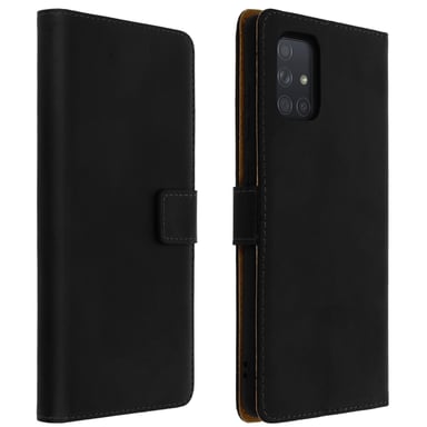 Funda billetera para Samsung Galaxy A51 Cuero auténtico F.Soporte – Negro