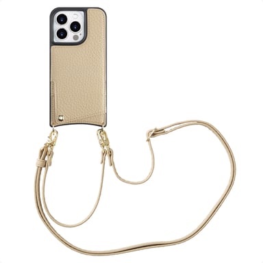 Selencia Coque de téléphone Nova avec cordon et porte-cartes pour Apple iPhone 15 Pro - Beige