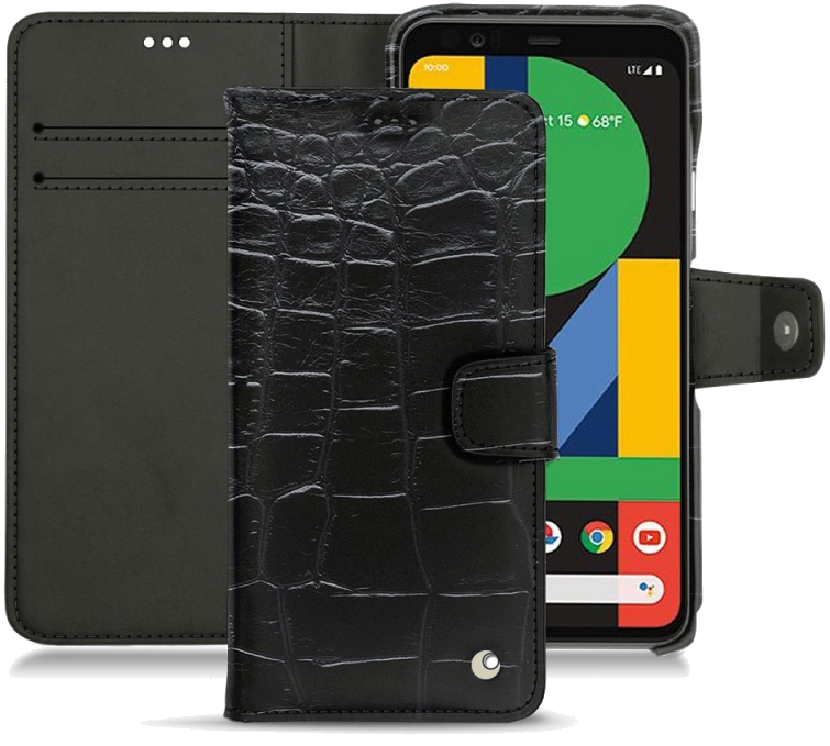 Housse cuir Google Pixel 5 - Rabat horizontal portefeuilleNoir