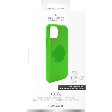 Icon Custodia magnetica in silicone verde fluorescente per iPhone 11 Puro