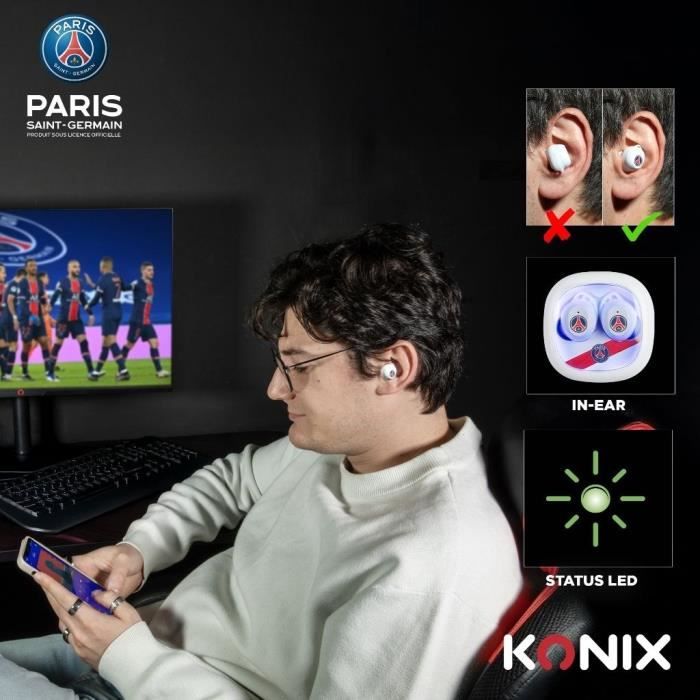 Écouteurs sans fil PSG Autonomie 8 h + 15 h IPX4 Bluetooth Neuf - vue 2