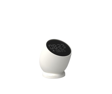 KREAFUNK Bell Réveil digital sans fil – LED dimmable, fonction snooze flip, batterie longue durée, design compact -blanc