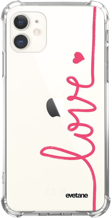 Evetane Coque Apple iPhone 11 anti-choc souple angles renforcés transparente Motif Love