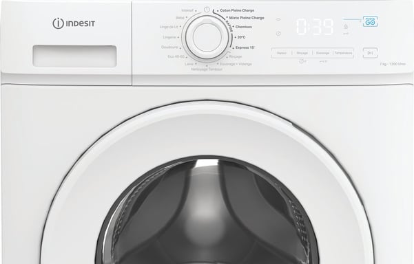 Lave-linge hublot INDESIT IMA762MYTIMEFR - 7 kg - Induction - 1200 trs/min - Push&Go - Classe A - Blanc