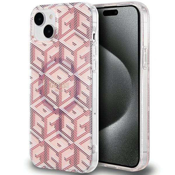 Étui Guess pour iPhone 15 Plus 6.7  rose étui rigide IML GCube MagSafe - Neuf