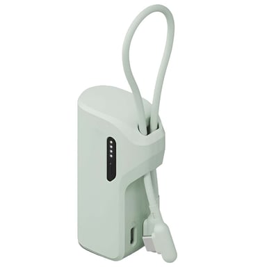 Powerbank Thumboost 5000mAh 2x Ports USB-C 20W avec Câble USB-C Vert pâle