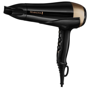 Secador de pelo REMINGTON D6098 2200W Negro, Bronce - Cuidado de Brillo, Tecnología Iónica, Accesorios Incluidos