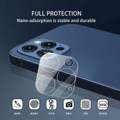 Protège Cameras en Verre Trempe pour ''IPHONE 13 Pro Max'' Incassable 9H+ Protection 3D (Transparent)