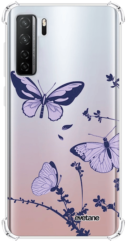 Evetane Coque Huawei P40 Lite 5G anti-choc souple angles renforcés transparente Motif Papillons Viol