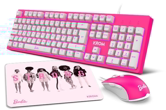 Krom 3 IN 1 GAMING COMBO Tastiera Mouse incluso USB QWERTY Rosa, Bianco